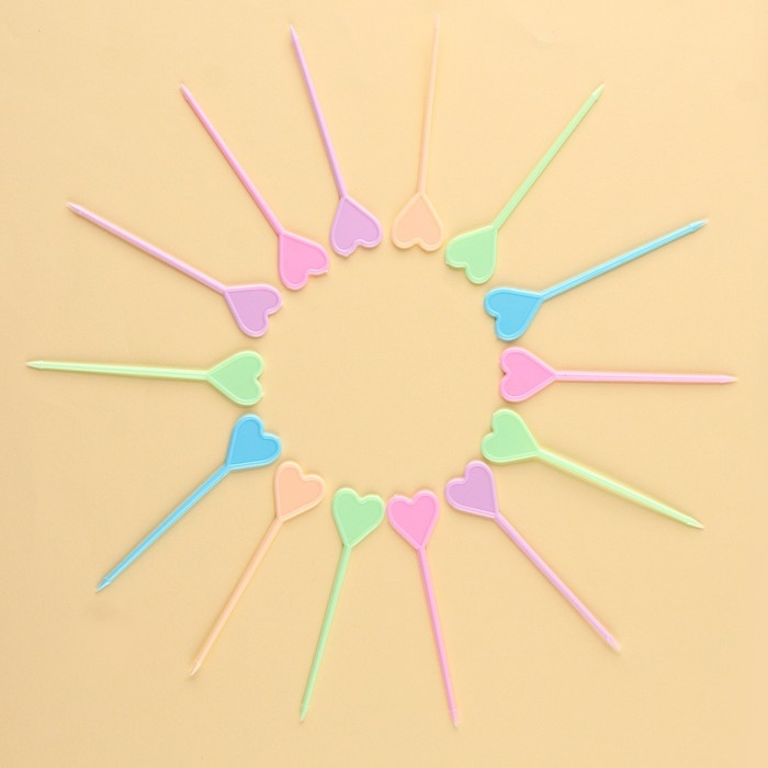 Шпажки «Сердце», в наборе 50 штук, цвета МИКС Шпажки «Сердце», в наборе 50 штук, цвета МИКС