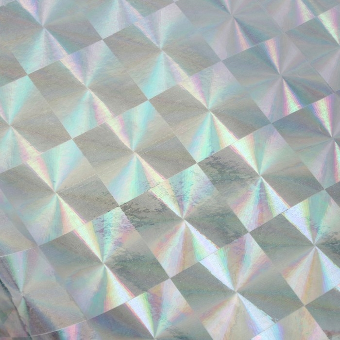 Пленка самоклеющаяся голография 1013 квадраты 0,45 м х 3 м., 3 мкр., серебристая