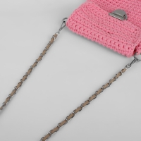 Цепочка с искусственной кожей для сумки, с карабинами, 10 &times; 15 мм, 118 &plusmn; 3 см, цвет серебряный/бежевый