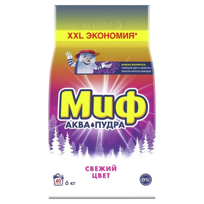 Стиральный порошок Стиральный порошок "Миф" 3 в 1 "Cвежий цвет", автомат, 6 кг