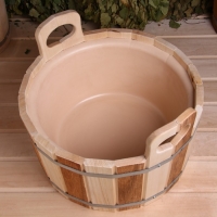 Шайка-таз из липы, 12 л, пластиковая вставка, ТЕРМО Шайка-таз из липы, 12 л, пластиковая вставка, ТЕРМО