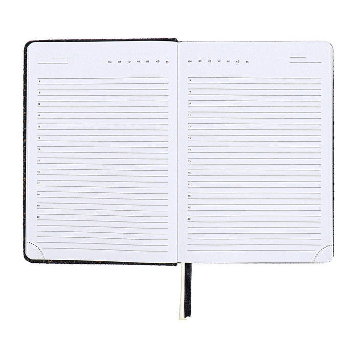 Ежедневник недатир A5 136л кожзам deVENTE. Arcadia,тв обл с пор,перф,ляс, бл70,черн