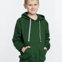 Толстовка с капюшоном детская Kirenga Kids, темно-зеленая, 10 лет