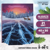 Картина по номерам на новый год на холсте с подрамником &laquo;Зимняя ночь&raquo;, 40 х 30 см