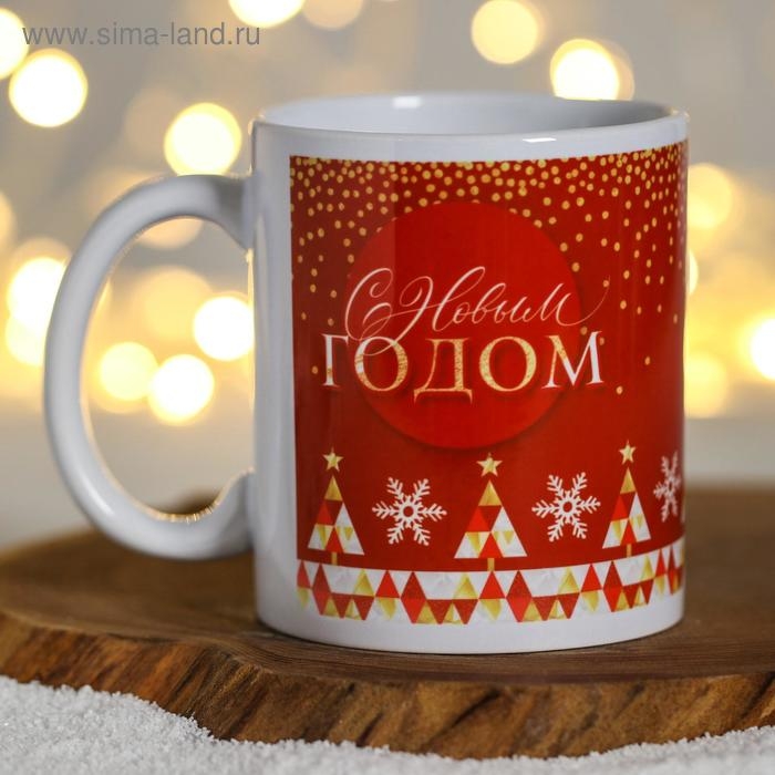 Кружка новогодняя, сублимация Кружка новогодняя, сублимация "С Новым Годом!" снежинки