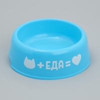 Миска пластиковая &laquo;Еда для кота&raquo;, 250 мл, голубая