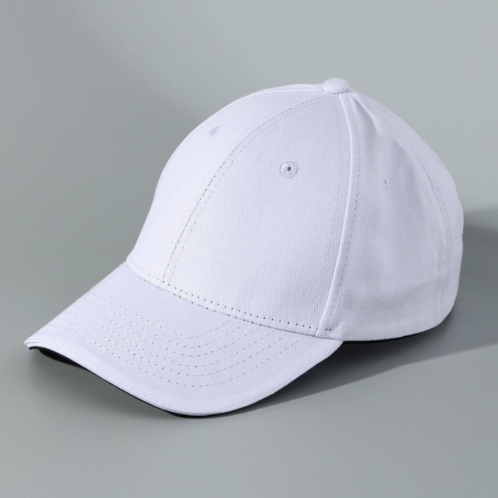 Кепка однотонная, цвет белый, х/б Кепка однотонная, цвет белый, х/б