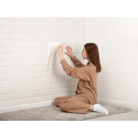 Самоклеящаяся ПВХ панель "Белый кирпич" 77*70*0,2 см Самоклеящаяся ПВХ панель "Белый кирпич" 77*70*0,2 см