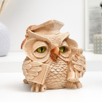 Копилка "Ученая сова" слоновая кость, 18х16х18см