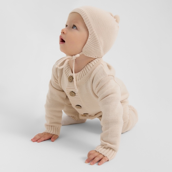 Комбинезон детский вязаный MINAKU, рост 74-80, цвет бежевый