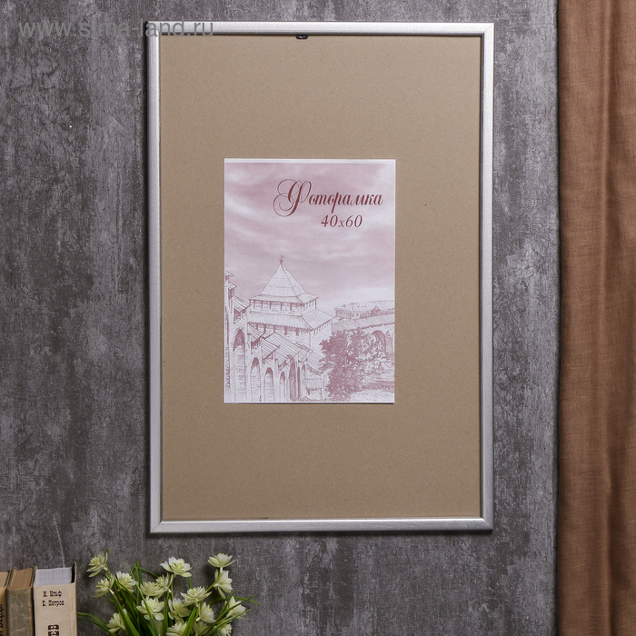 Фоторамка сосна с19 серебро 40х60 см (пластиковый экран)