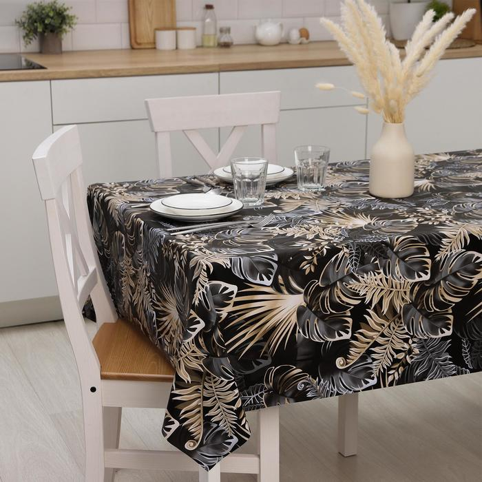 Клеёнка на стол &laquo;Тропики&raquo;, на тканевой основе, рулон 20 метров, ширина 137 см, толщина 0,25 мм, цвет чёрный