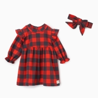 Платье и повязка Крошка Я "Клеточка", рост 74-80 см, красный Платье и повязка Крошка Я "Клеточка", рост 74-80 см, красный