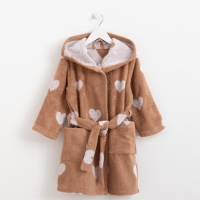 Халат махровый детский Крошка Я «Сердечки» размер 30, цвет мокко, 100% хлопок 360 г/м2 Халат махровый детский Крошка Я «Сердечки» размер 30, цвет мокко, 100% хлопок 360 г/м2