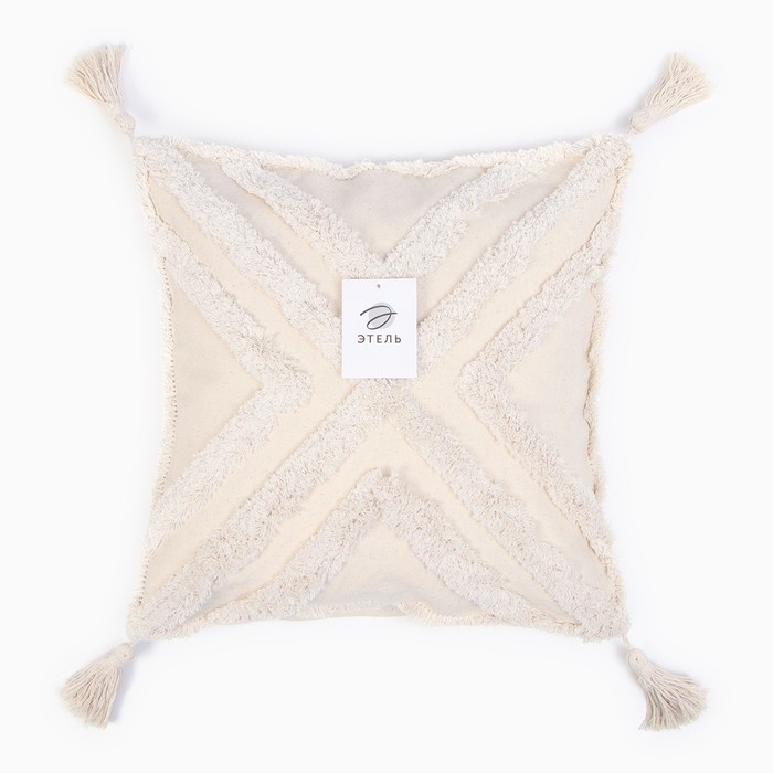 Наволочка декоративная &laquo;Этель&raquo; Бохо, 45х45 см, цвет молочный, 100% хлопок
