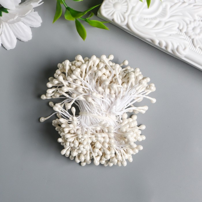 Тычинки для цветов Тычинки для цветов "Капельки глянец белые" набор 300 шт длина 6 см