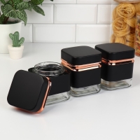 Банки стеклянные для хранения сыпучих продуктов «Классика», 500 мл, 9,5×11,8 см, 3 шт, цвет чёрный Банки стеклянные для хранения сыпучих продуктов «Классика», 500 мл, 9,5×11,8 см, 3 шт, цвет чёрный