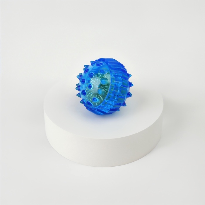 Массажер пластик универс Шарик с 2 кольцами синий коробка ОТ Массажер пластик универс Шарик с 2 кольцами синий коробка ОТ