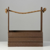 Кашпо деревянное 25.5×15×30 см "Прованс", ручка канат, коричневый Кашпо деревянное 25.5×15×30 см "Прованс", ручка канат, коричневый