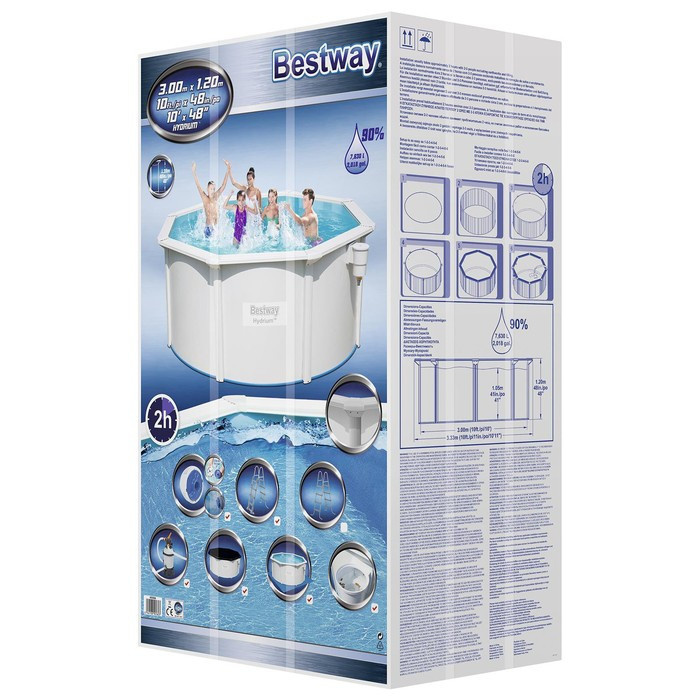 Бассейн стальной Hydrium, 300 х 120 см, песчаный фильтр-насос, лестница, подстилка, тент, 56566 Bestway