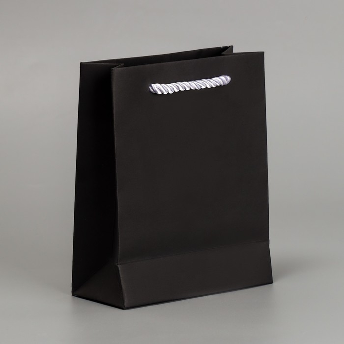Пакет подарочный, упаковка, &laquo;С Днём рождения!&raquo;, чёрный крафт, 12 х 15 х 5,5 см