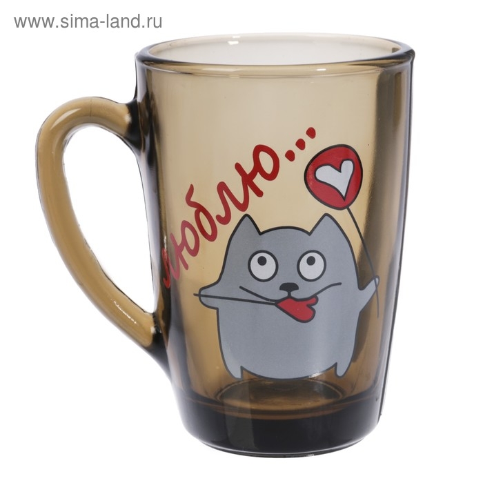 Кружка стеклянная «Люблю», 300 мл, рисунок МИКС Кружка стеклянная «Люблю», 300 мл, рисунок МИКС