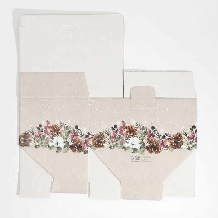 Коробка подарочная новогодняя складная &laquo;Новогодняя акварель&raquo;, 22 х 15 х 10 см, Новый год