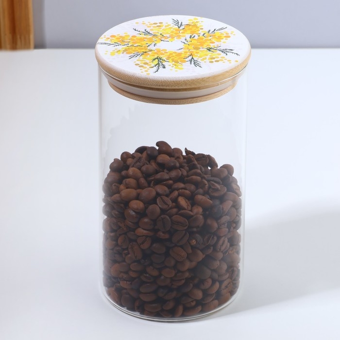 Банка для хранения сыпучих продуктов и круп &laquo;Нежная мимоза&raquo;, 700 мл