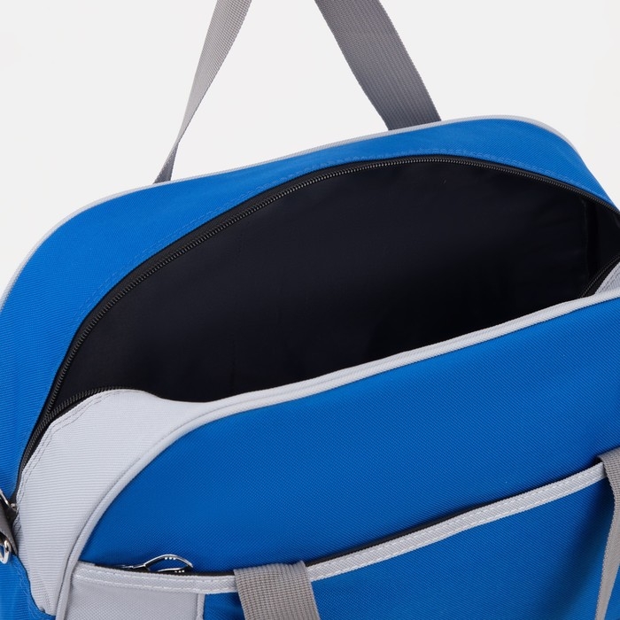 Сумка спортивная на молнии, наружный карман, средний размер, цвет серый/синий Сумка спортивная на молнии, наружный карман, средний размер, цвет серый/синий