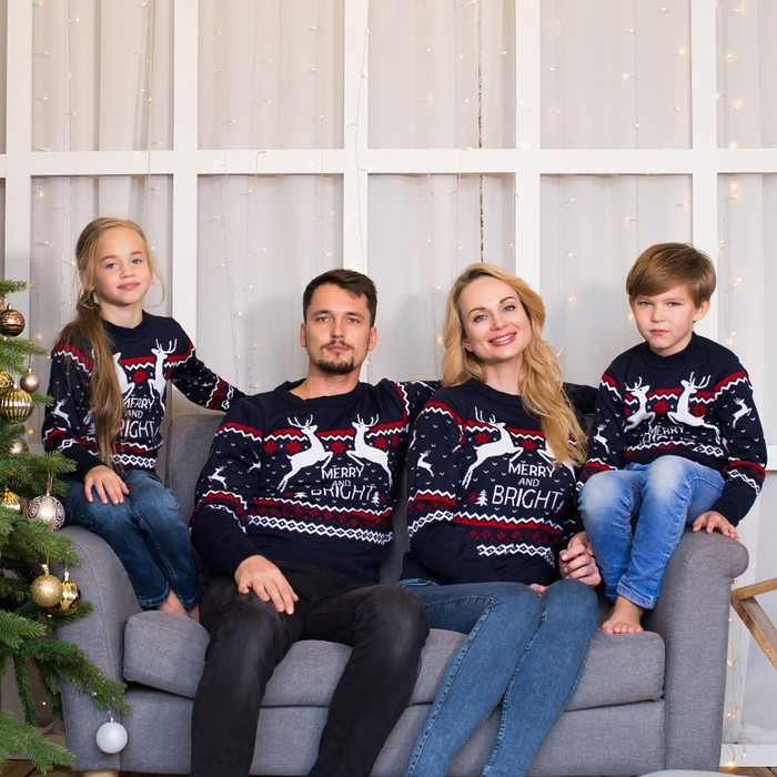 Джемпер вязаный детский KAFTAN "Family look" р. 34, (122-128 см), синий