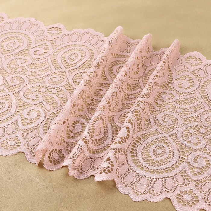 Кружевная эластичная ткань, 190 мм × 2,7 ± 0,5 м, цвет розово-бежевый Кружевная эластичная ткань, 190 мм × 2,7 ± 0,5 м, цвет розово-бежевый
