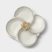 Менажница керамическая 4 ячейки &laquo;Богема&raquo;, 21&times;3,3 см, цвет белый