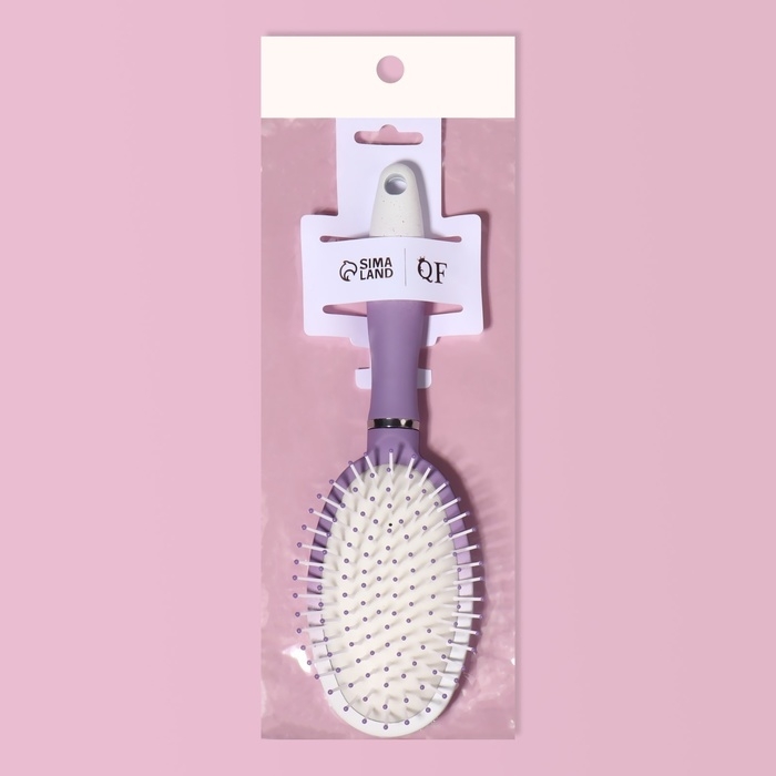 Расчёска массажная, прорезиненная ручка, 7 × 24 см, цвет белый/фиолетовый Расчёска массажная, прорезиненная ручка, 7 × 24 см, цвет белый/фиолетовый