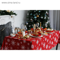 Скатерть "Доляна" Белые снежинки  110х149+/- 3см, 100% хлопок, 164 г/м2