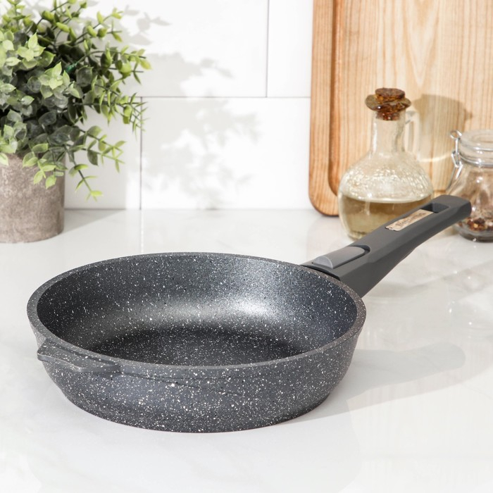 Сковорода &laquo;Гранит&raquo;, d=22 см, съёмная ручка, антипригарное покрытие, цвет серый
