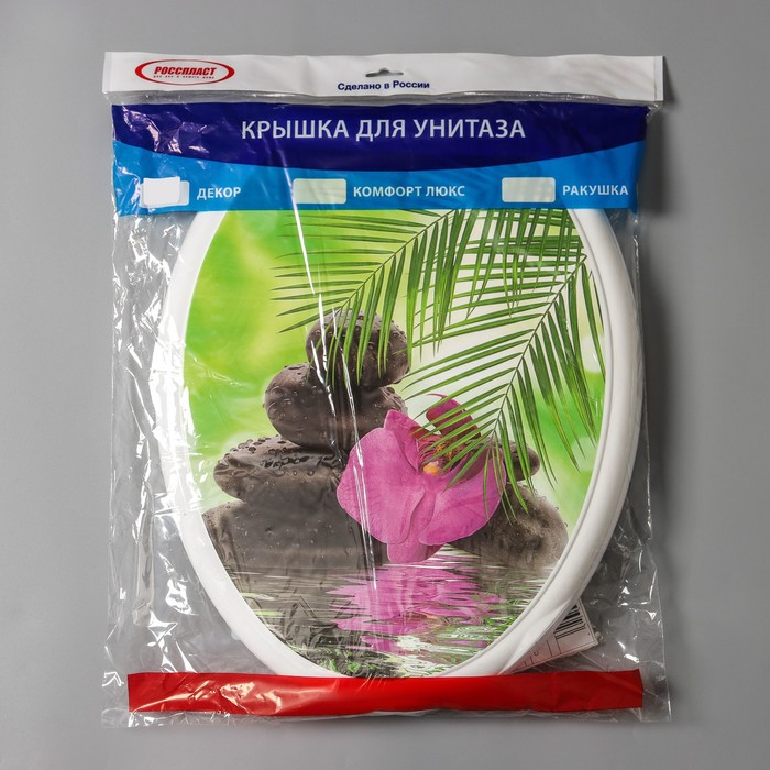 Сиденье для унитаза с крышкой Росспласт Сиденье для унитаза с крышкой Росспласт "Декор. Орхидея",44,5х37см, цвет белый