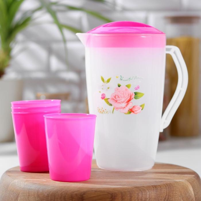 Набор питьевой &laquo;Оазис&raquo;, 5 предметов: кувшин 1,5 л, 4 стакана 200 мл, 17&times;13&times;20 см, цвет МИКС