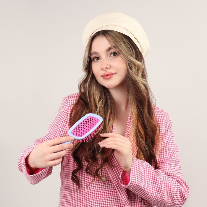 Расчёска массажная, широкая, вентилируемая, 8,5 × 20,5 см, PVC коробка, цвет голубой/розовый Расчёска массажная, широкая, вентилируемая, 8,5 × 20,5 см, PVC коробка, цвет голубой/розовый