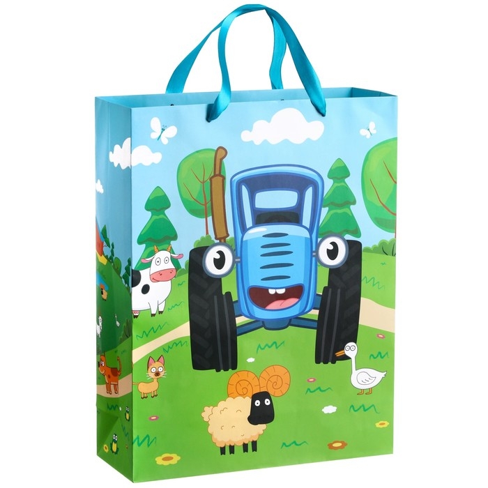 Набор подарочных пакетов, 31х40х11.5 см, Синий трактор