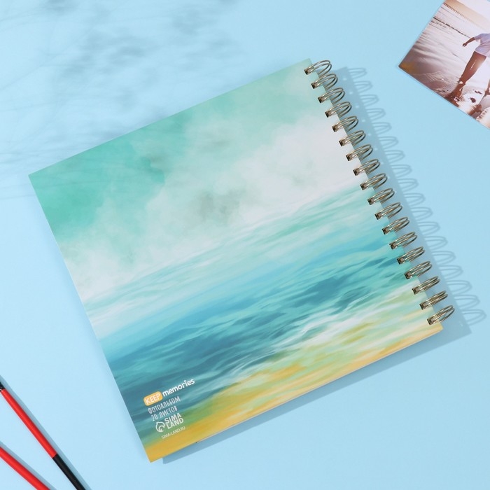 Фотоальбом на спирали 20 листов Фотоальбом на спирали 20 листов "Чайки" объёмный элемент + 4 вкладки 24х24 см