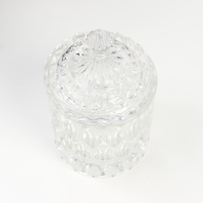 Шкатулка стекло цилиндр "Узоры и купол" прозрачный 16х8,5х8,5 см