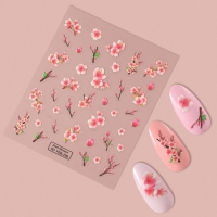 Наклейки для ногтей «Сакура», объёмные, цвет розовый/белый Наклейки для ногтей «Сакура», объёмные, цвет розовый/белый