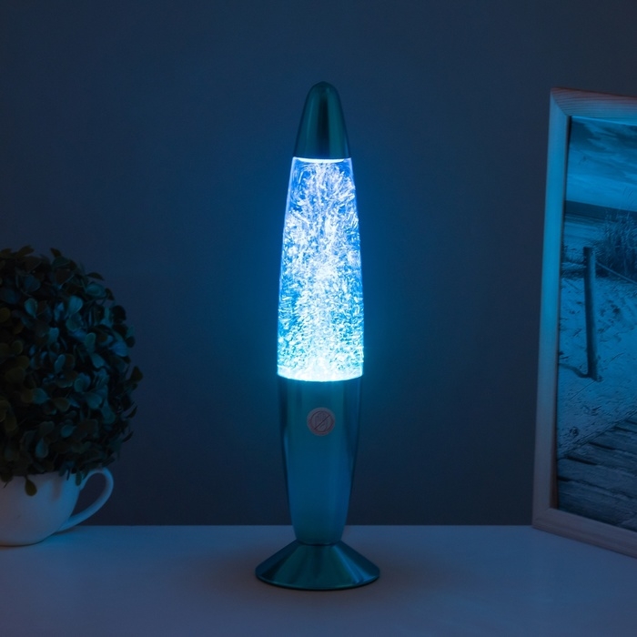 Лава-лампа "Ракета" 1х30Вт Е14-R39 (блестки) синий 8х8х34см