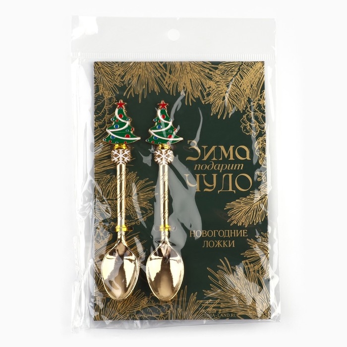 Ложки новогодние чайные с формовой ручкой &laquo;Новый год: Верь в чудеса&raquo;, 11 х 3 см