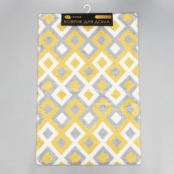 Коврик для ванной SAVANNA &laquo;Роиз&raquo;, 60&times;90 см, цвет горчично-серый