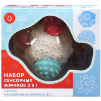 Развивающий тактильный мячик-сортер 2 в 1, с пищалкой, 5 шт, Крошка Я