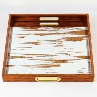 Поднос пластиковый прямоугольный с зеркалом &laquo;Штрихи&raquo;, 37 х 37 х 4,5 см сервировочный