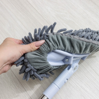 Швабра для мытья пола плоская гибкая Доляна, насадка из микрофибры букли 29&times;13 см, телескопическая стальная ручка 82(125) см, цвет серый