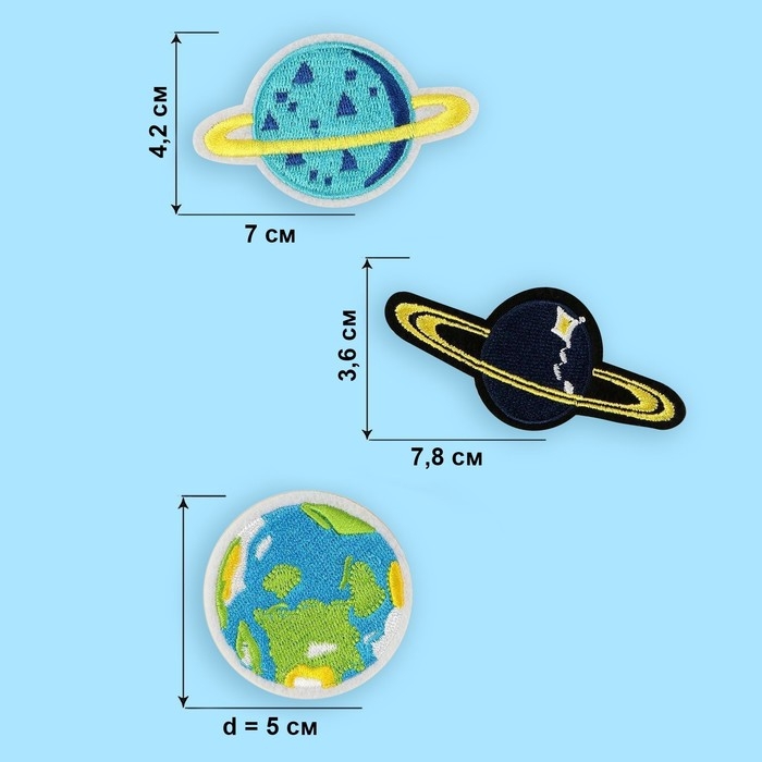 Набор термоаппликаций &laquo;Планеты&raquo;, 3 шт