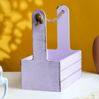 Кашпо деревянное 25.5×15×30 см "Прованс", ручка канат, сиреневый Кашпо деревянное 25.5×15×30 см "Прованс", ручка канат, сиреневый